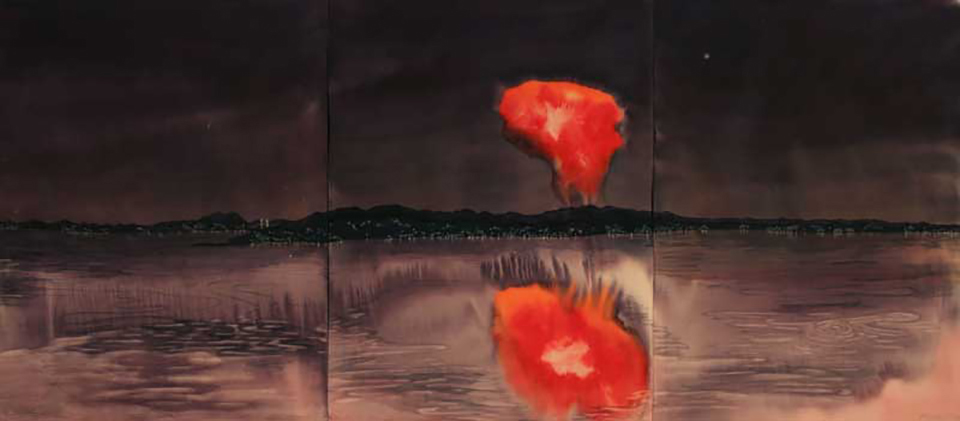 Fires at night looking from belmont across lake Macquarie 